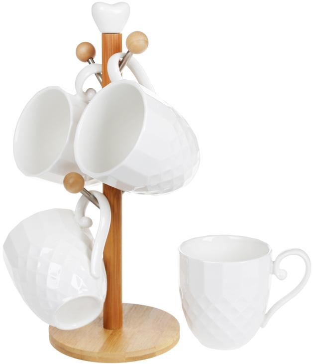 Набор кружек Nouvelle Home Тиснение 320 мл на стойке 4 шт.