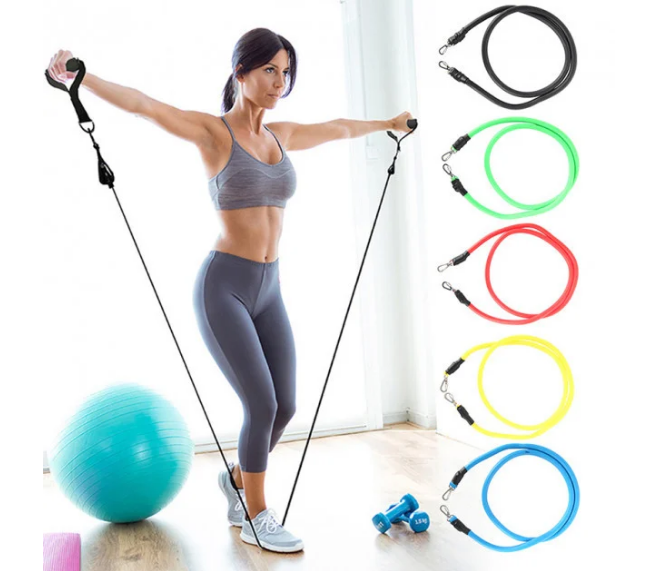 Набор Power Bands трубчатых фитнесс эспандеров для тренировок дома 5 жгутов 5-13 кг - фото 2