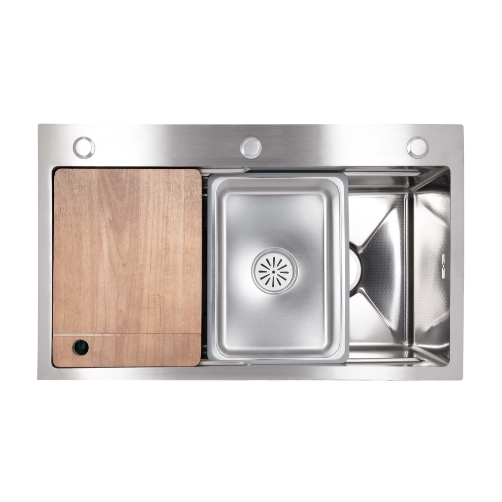 Мойка для кухни интегрированная Lidz H7545D Decor Honeycomb с доской и дозатором для мыла 3,0/1,0 мм Сатин (SD00054496)