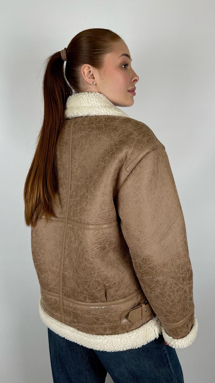 Дубленка женская Бренд #F2436-02 M Бежевый (23918456) - фото 3