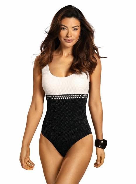 Купальник Toccata Alice PSw/1 цельный с формованной чашкой и встроенным пуш-ап р. 40 Черный с белым