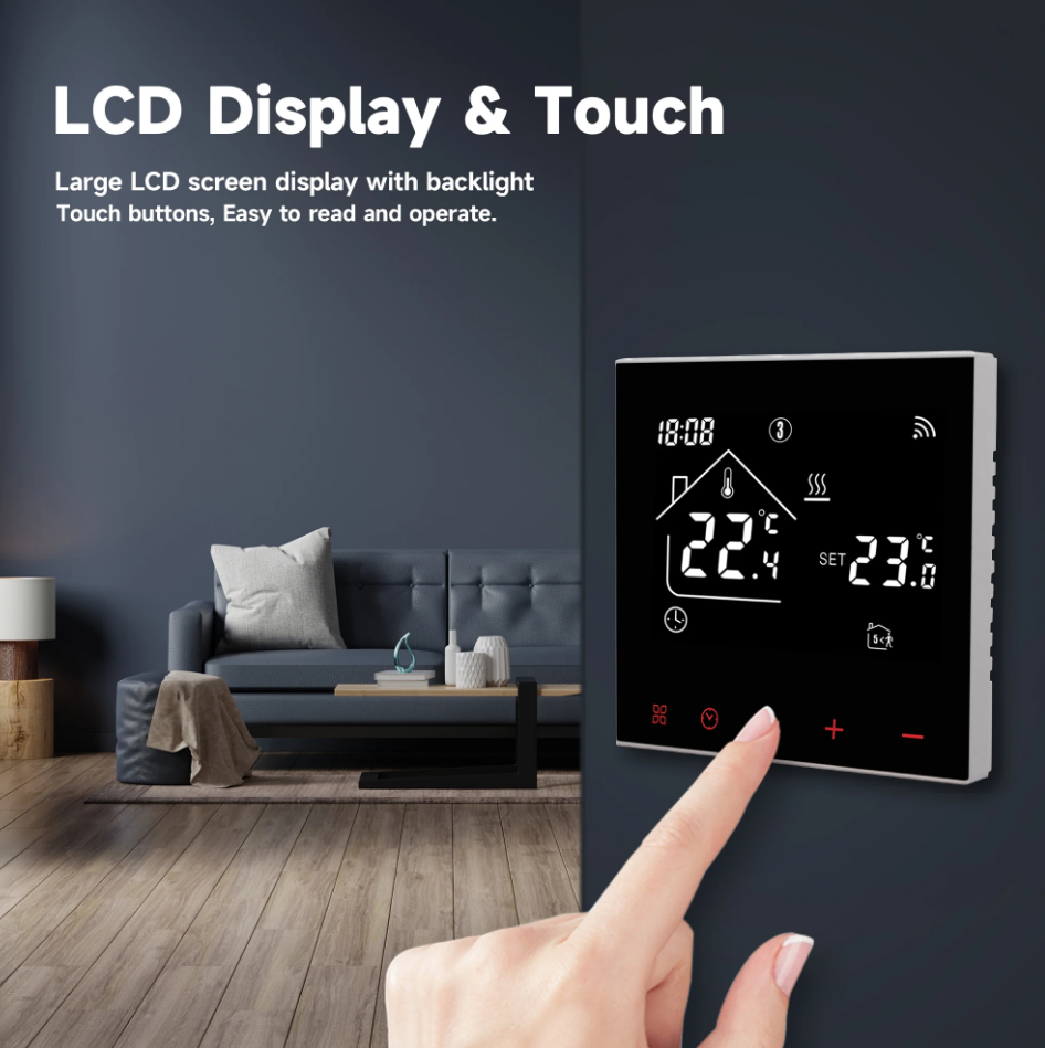 Термостат умный программируемый сенсорный TUYA MA4 16A для теплого пола - фото 3