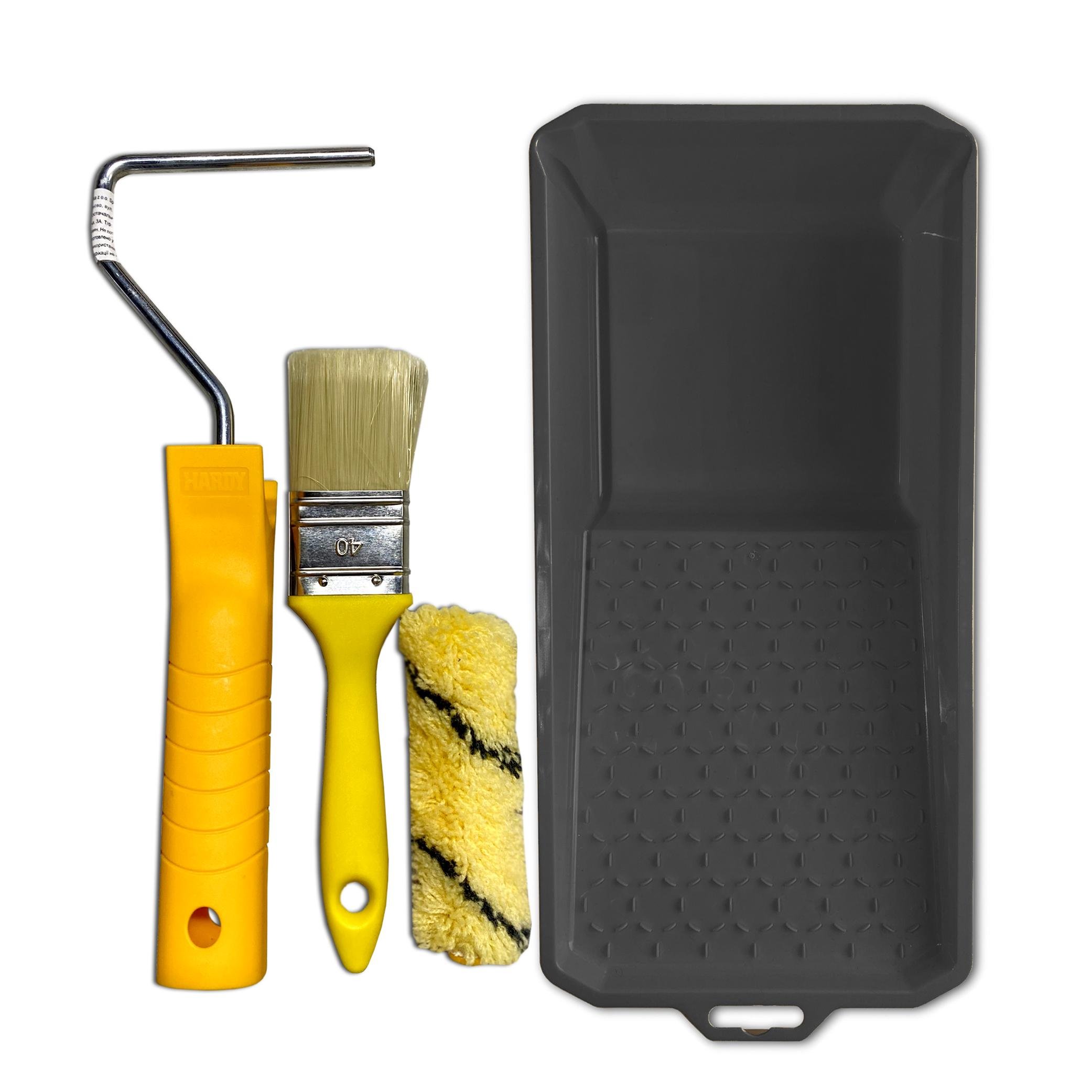 Набір малярський № 58 Валик Hardstar 10 см/пензель 37х40 мм/ванночка малярна FIT 1 Чорний (0180-580000)