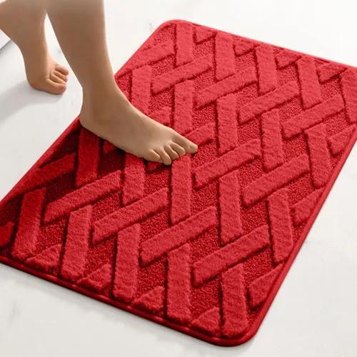 Коврик для ванной комнаты микрофибра антискользящий с узором 40х60 см Красный (2591676168) - фото 4