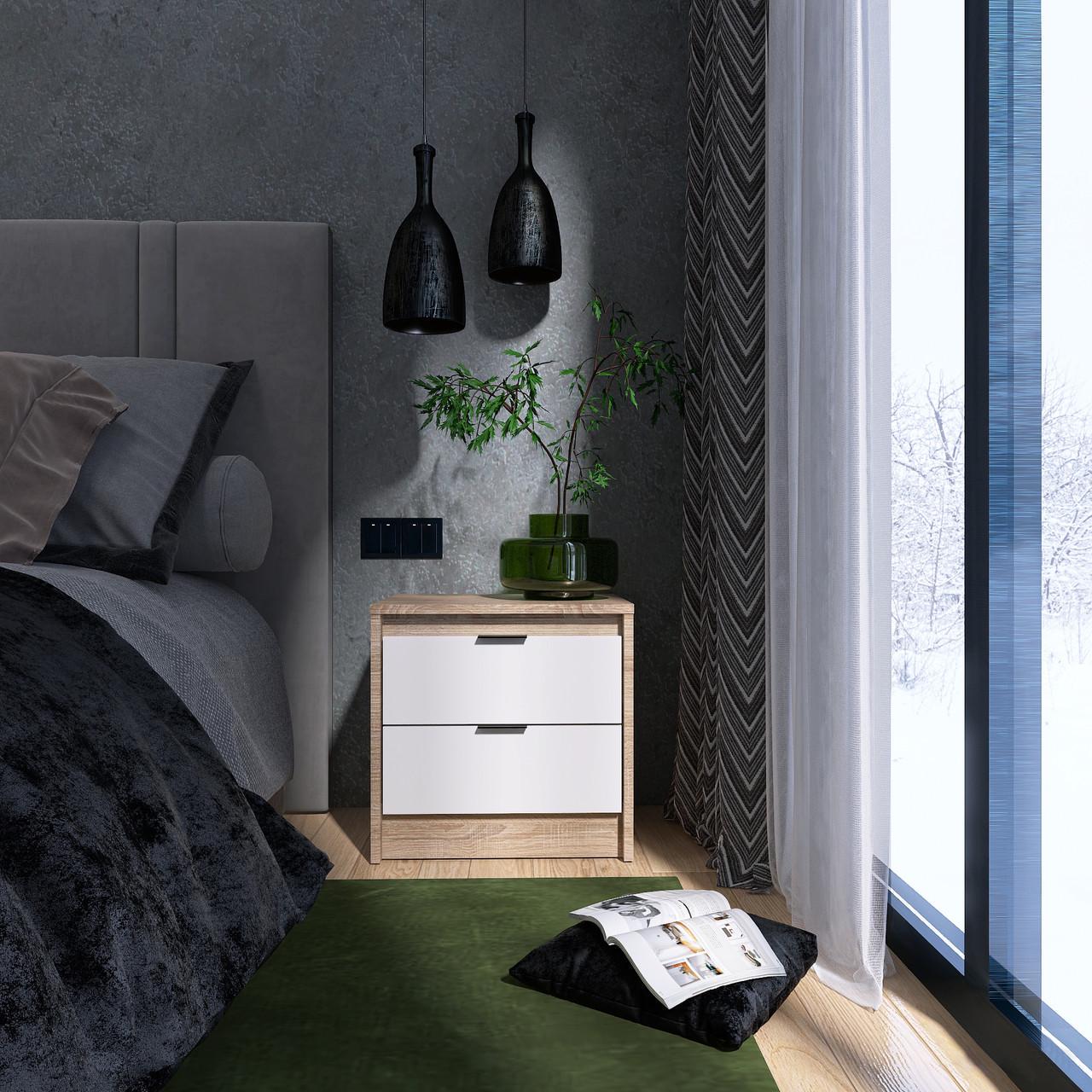 Тумба приліжкова Сити-450 Еверест 452х380х442 мм Дуб сонома/Білий (EVR-20727. 01)