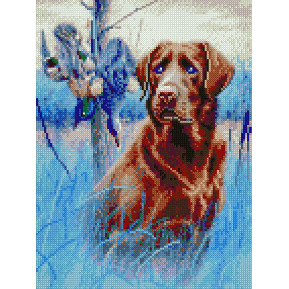 Алмазная мозаика Strateg Премиум Лабрадор на охоте 30x40 см (HX276)