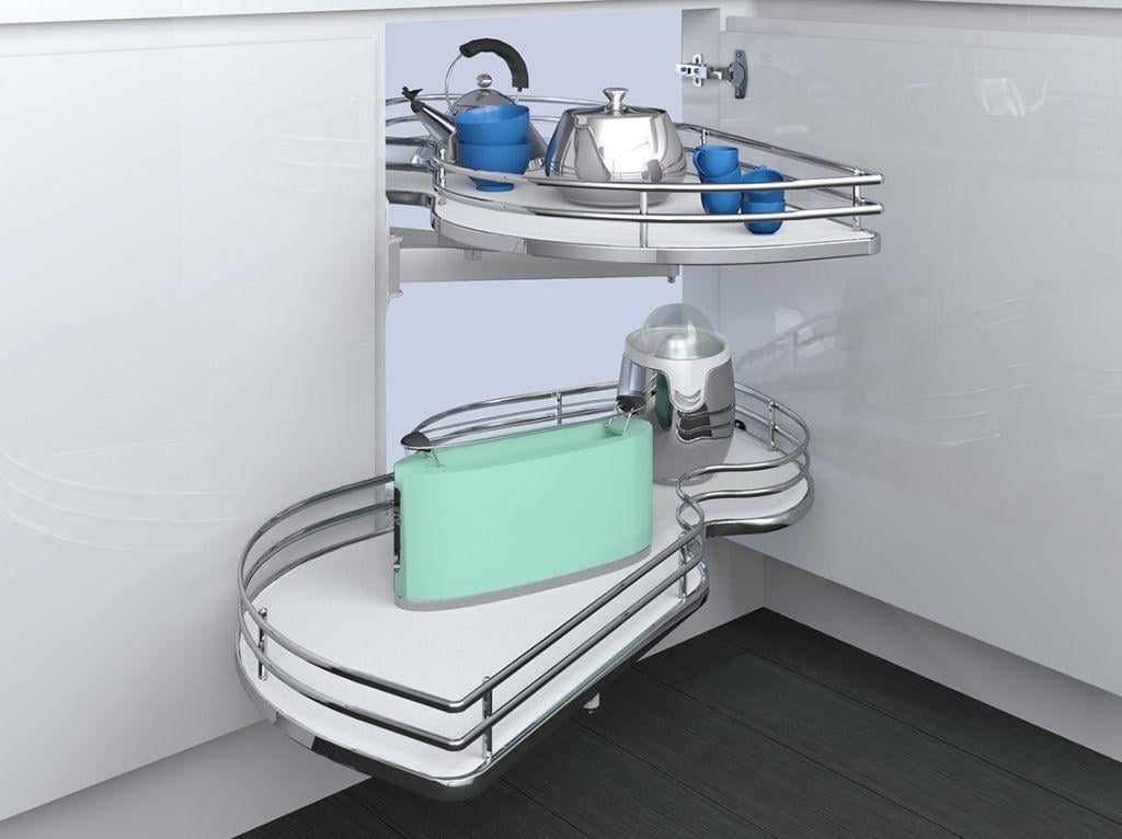 Механизм combi's в угловой модуль INOXA Ellite 846BEY/SX левый 2 полки 900 мм Хром/Белый (104831)