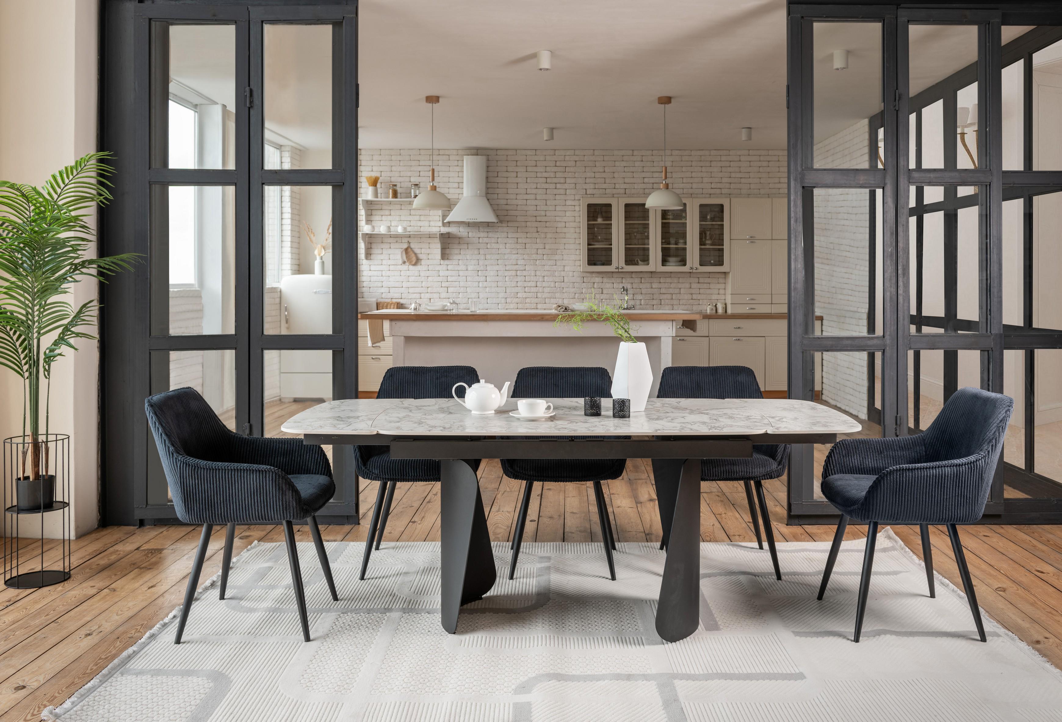 Обідній стіл розсувний Vetro Mebel Нардо 1400/2000х900x760 мм Клауді грей/Чорний TМL-1270) - фото 12