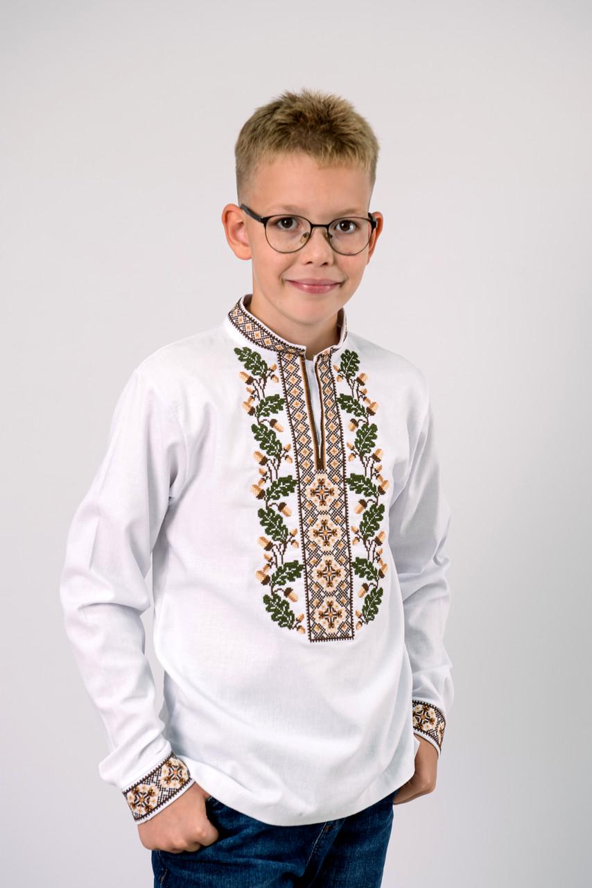 Вышиванка льняная на мальчика с длинным рукавом 158 см Белый (2140668497) - фото 3 Вышиванка льняная на мальчика с длинным рукавом 158 см Белый (2140668497) - фото 3