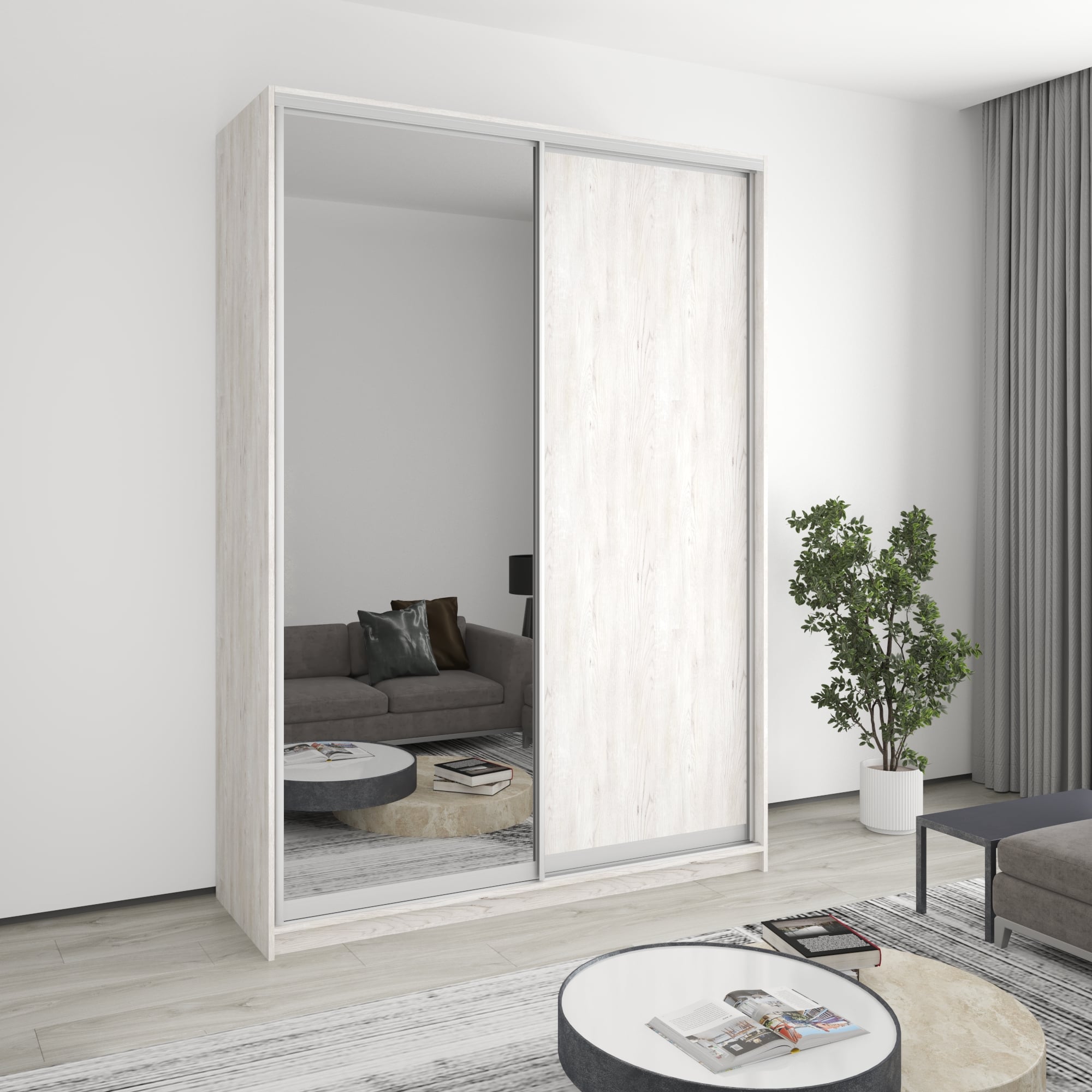 Шкаф-купе двухдверный Mebel Star Стандарт AL MBS-3715 170х45х240 см Аляска серый (1004899)