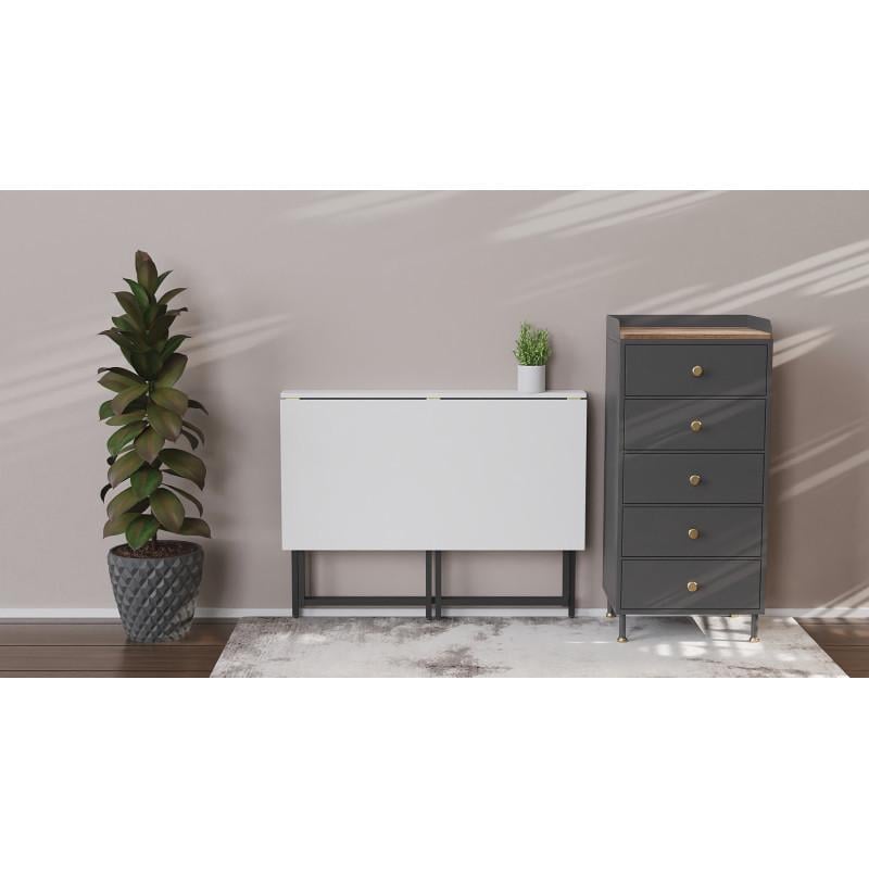 Стіл розкладний Ferrum-decor Moris метал/ДСП 16 мм Чорний/Білий (FRD-104669) - фото 5 Стіл розкладний Ferrum-decor Moris метал/ДСП 16 мм Чорний/Білий (FRD-104669) - фото 5