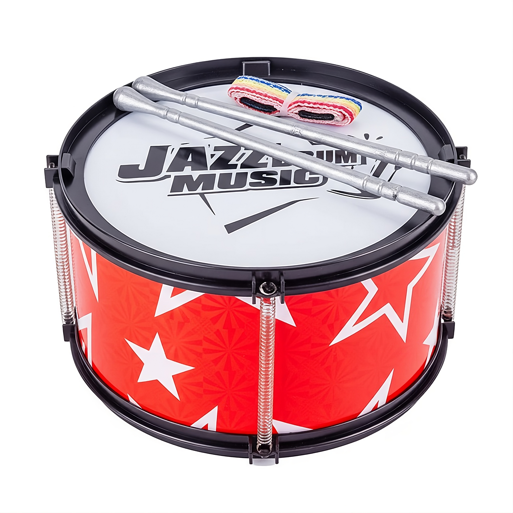 Детский музыкальный барабан 3166 с палочками и лентой Красный (3166-1)