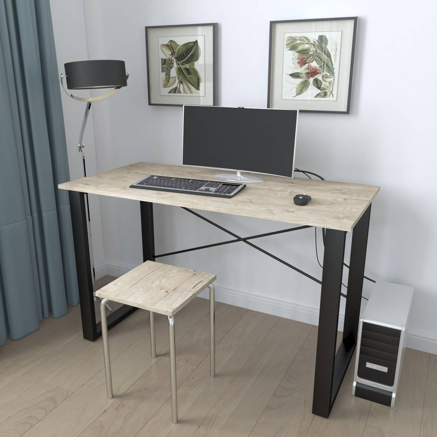 Письменный стол компьютерный Ferrum-decor Драйв 750x1200x700 мм металл Черный/ДСП Дуб Шервуд (DRA086)
