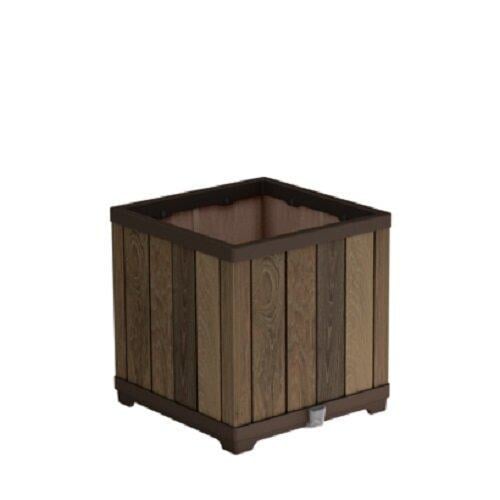 Кашпо для цветов KETER Deco Square Tall Planter 45,5х45,5х45,5 см Темное дерево (36900530)