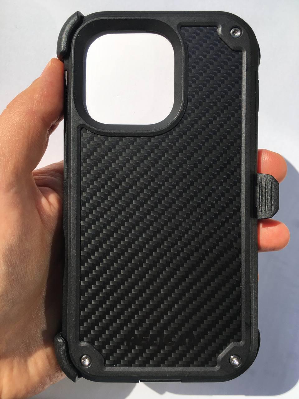 Чохол протиударний з кліпсою тактичний мілітарі Pelican Shield Kevlar для iPhone 13 Pro (6.1") Black - фото 4