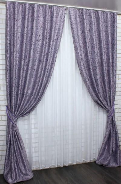 Комплект штор в гостиную/спальню Жаклин двухсторонний блекаут 1,5х2,7 м 2 шт. Сиреневый (645ш) - фото 3 Комплект штор в гостиную/спальню Жаклин двухсторонний блекаут 1,5х2,7 м 2 шт. Сиреневый (645ш) - фото 3