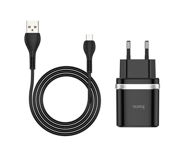Устройство сетевое зарядное Hoco C12Q 3.0A QC 3.0 microUSB 1 м Black - фото 3