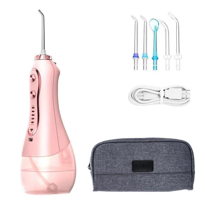Ирригатор h2ofloss hf-6 портативный 5 насадок Розовый (7239)