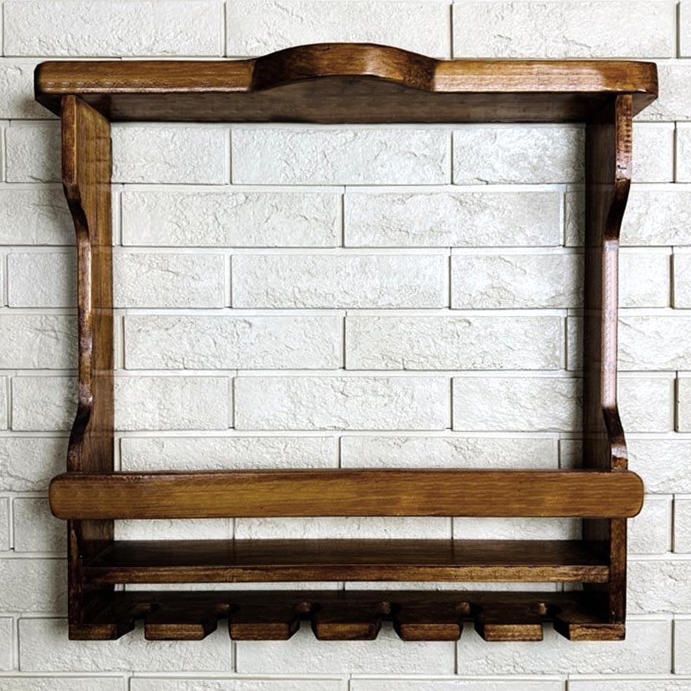 Полка для вина настенная из дерева Бихоро Терракот (ПНК-012732)