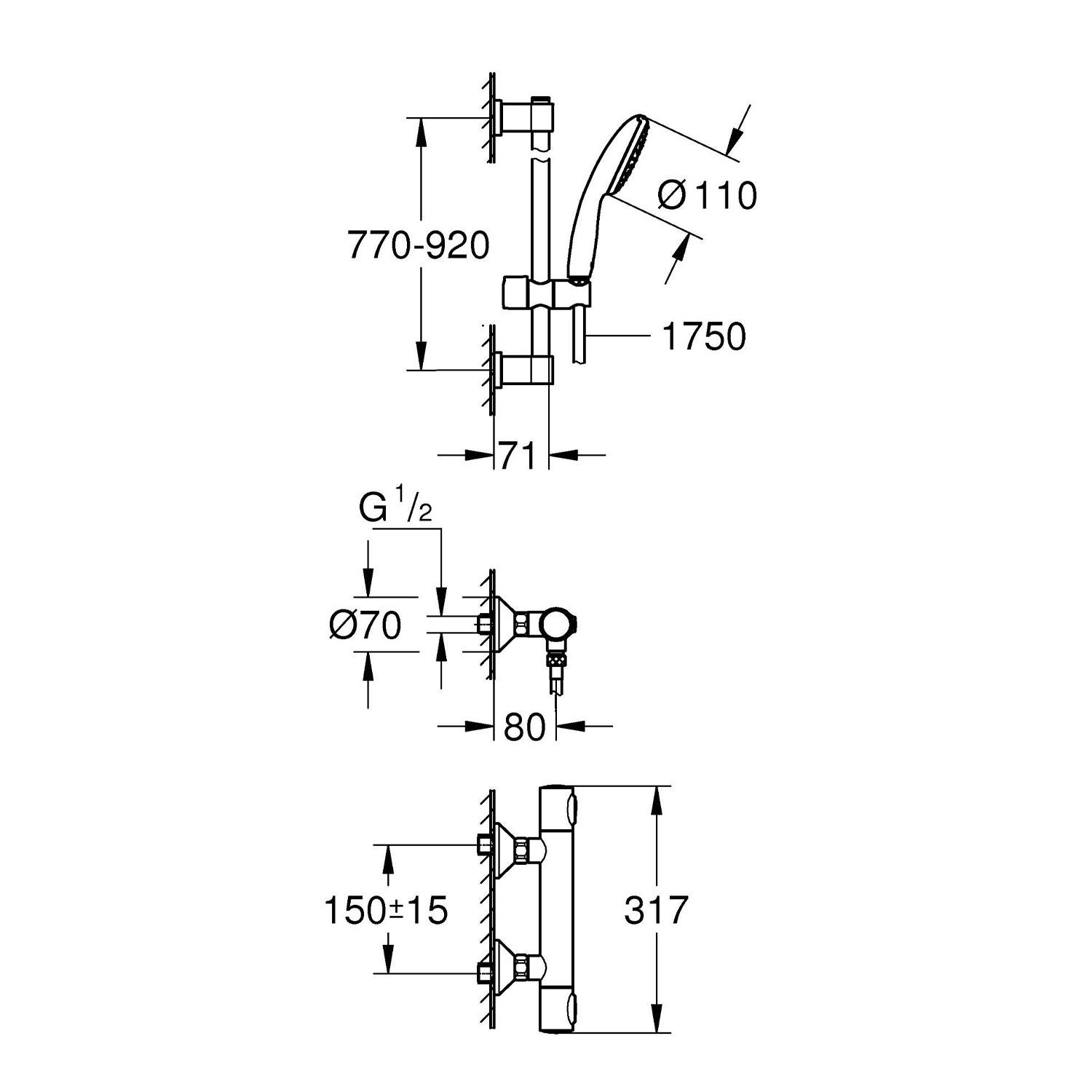 Змішувач для душу Grohe QuickFix Precision Flow 34805001 CV033296 з термостатом Хром (214254) - фото 2