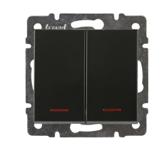 Вимикач двоклавішний Lezard Rain з підсвіткою Антрацитовий (26485673)