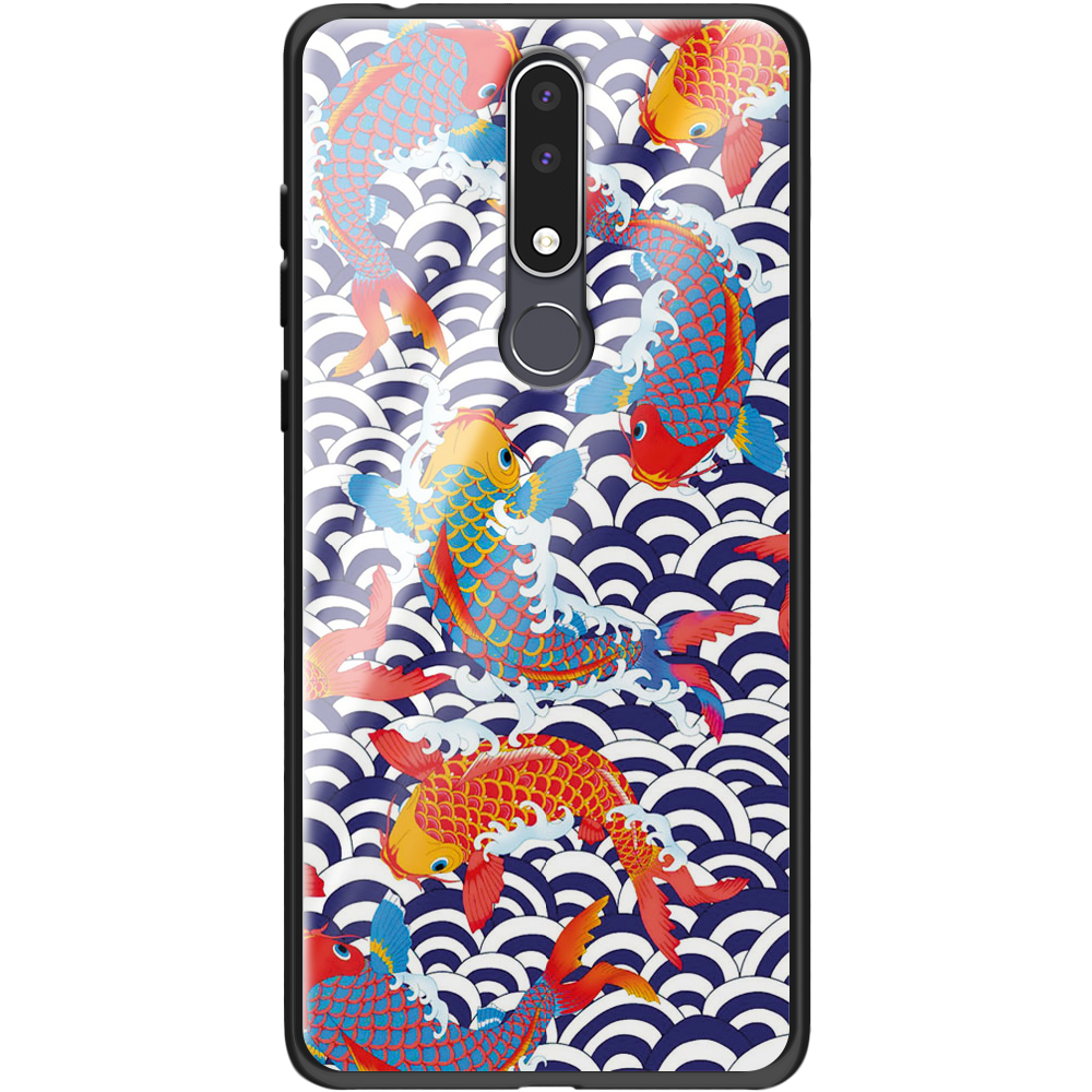 Чехол BoxFace Nokia 3.1 Plus Koi Fish Черный силикон со стеклом (36116-up2477-37737)