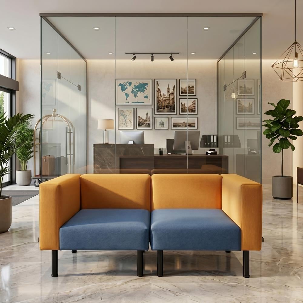 Диван Tetris два модуля 194х80х79 см Orange&Blue (rich_sofa_00746)