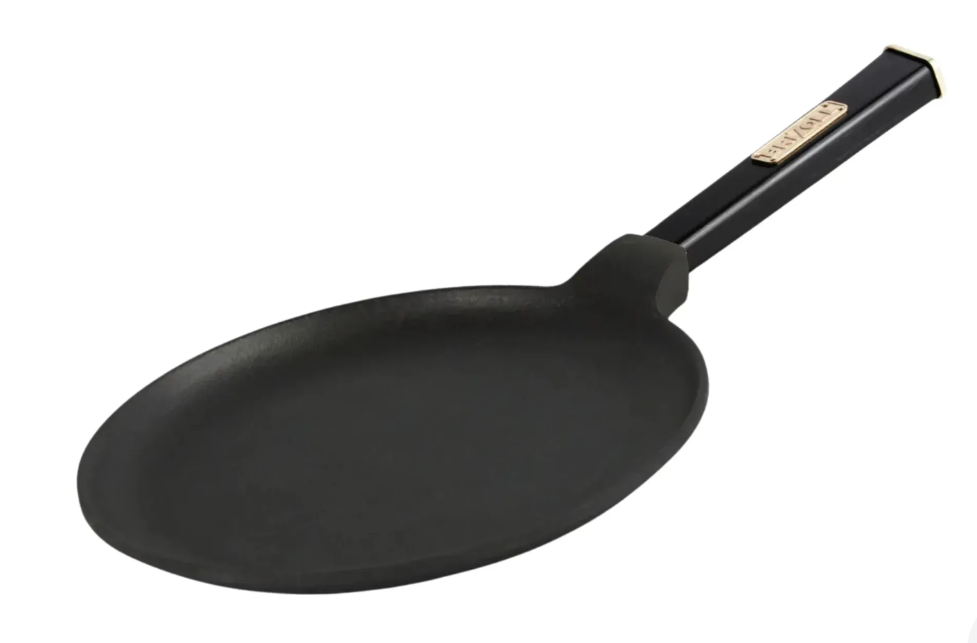 Блинница чугунная Brizoll Optima деревянная ручка 220х15 мм Black (O2215-P1)