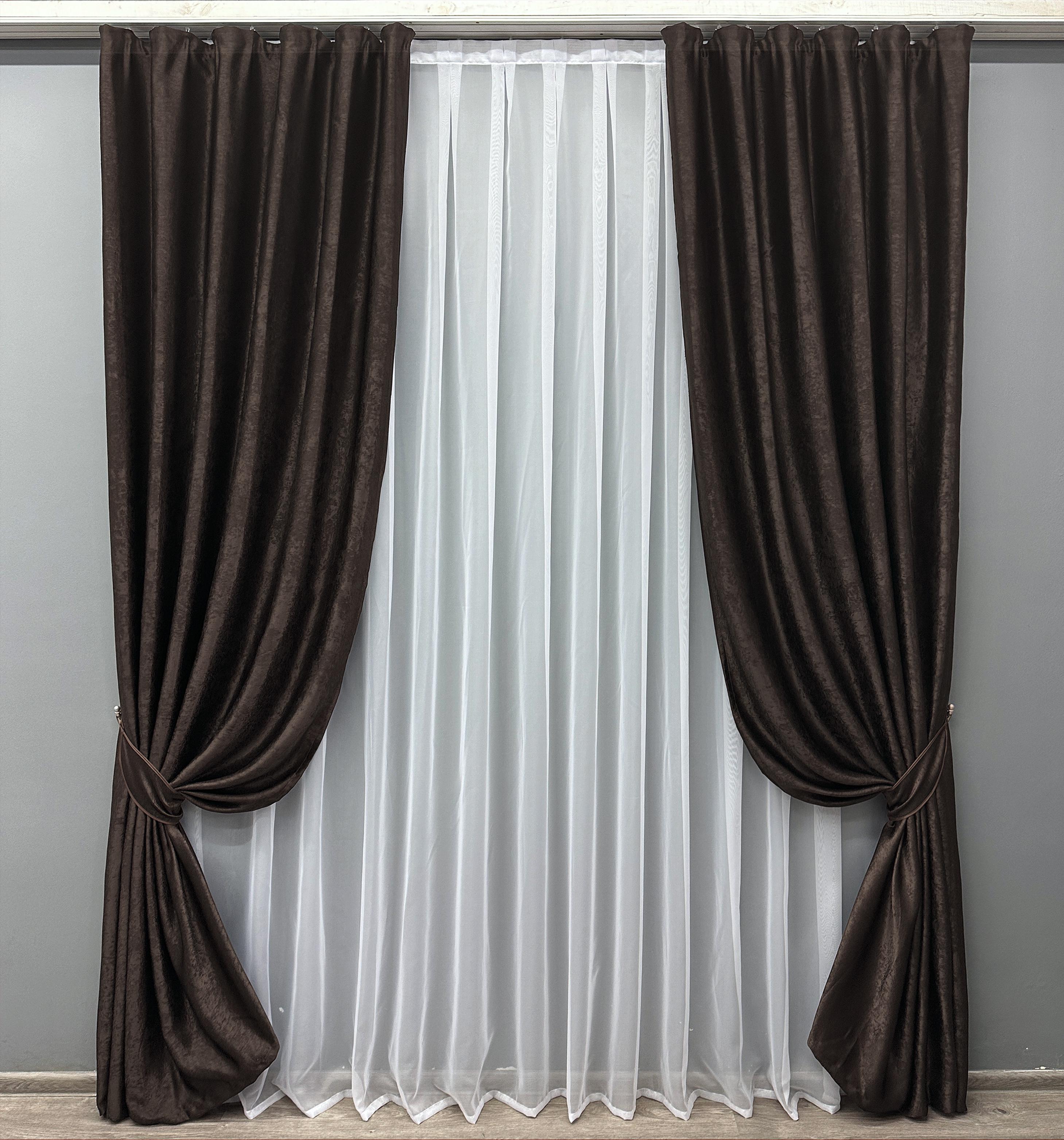 Комплект штор VR-Textil Льон Парма № 1087ш 150х270 см 2 шт. Венге (30-895)