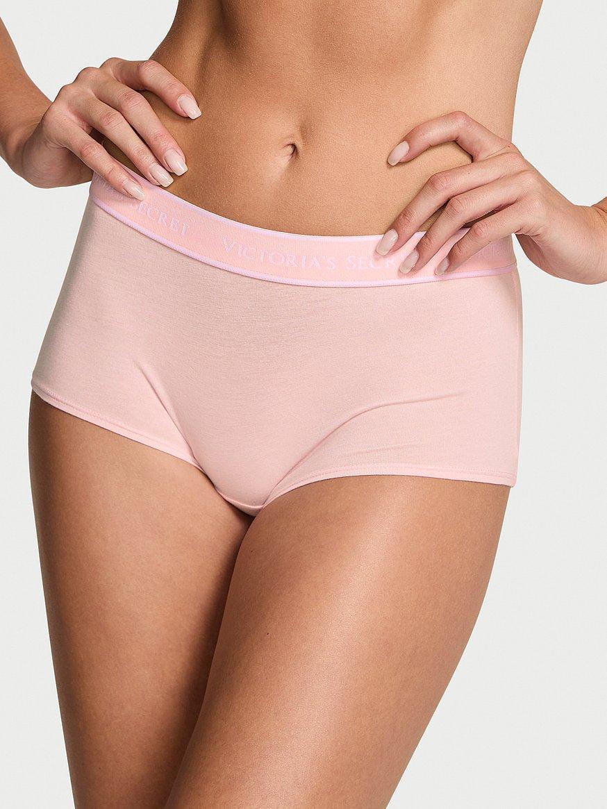 Трусики женские Victoria's Secret Logo Cotton Boyshort L Розовый (2267746993)