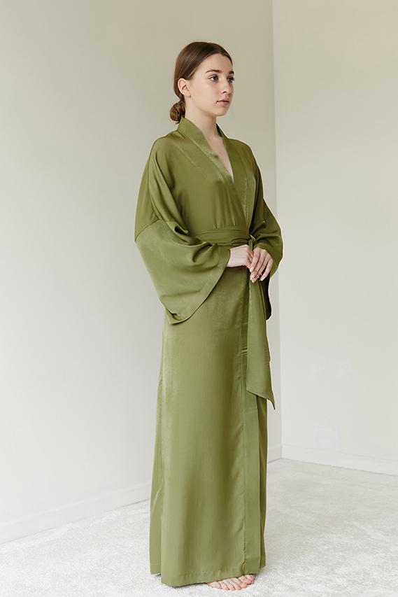 Халат шовковий FORLY бавовняний ONE Olive (SL0035-21-04_ONE) - фото 4 Халат шовковий FORLY бавовняний ONE Olive (SL0035-21-04_ONE) - фото 4