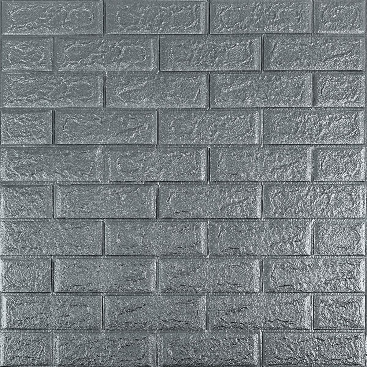 3D-панель самоклеюча Цегла 017-5 700х770х5 мм Срібний (SW-00000038)