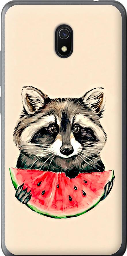Чехол на Xiaomi Redmi 8A Енотик с арбузом (4605u-1794-42517)