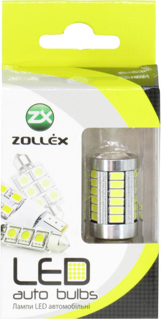 Лампочка 2-ох конт. груша Білий LED SMD 12V 33-діоди P21/5W BAY15d Zollex 2 шт.   S0992  12V-P21/5W BAY15d