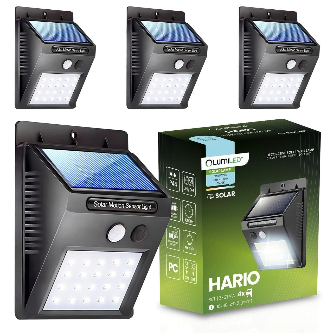 Светильник настенный Lumiled HARIO 6500 K датчики движения/мрака 4 шт. Холодный свет (33977487)