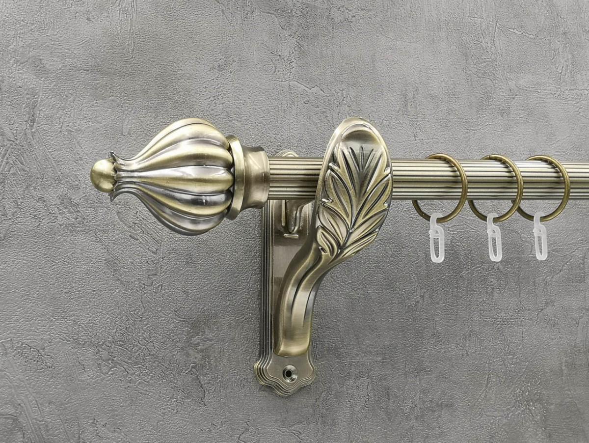 Карниз Quadrum Таджа рифлена штанга одинарний ретро 25 мм 400 см Антик (262042846)