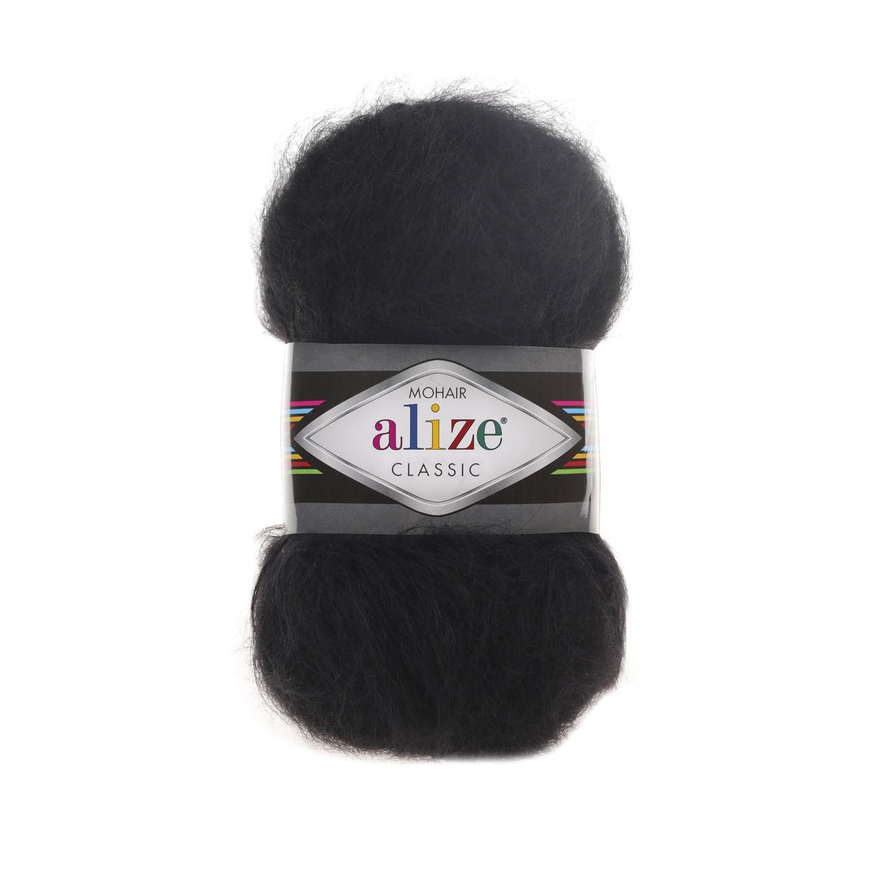Пряжа Alize Mohair Classic 60 Черный (6506)
