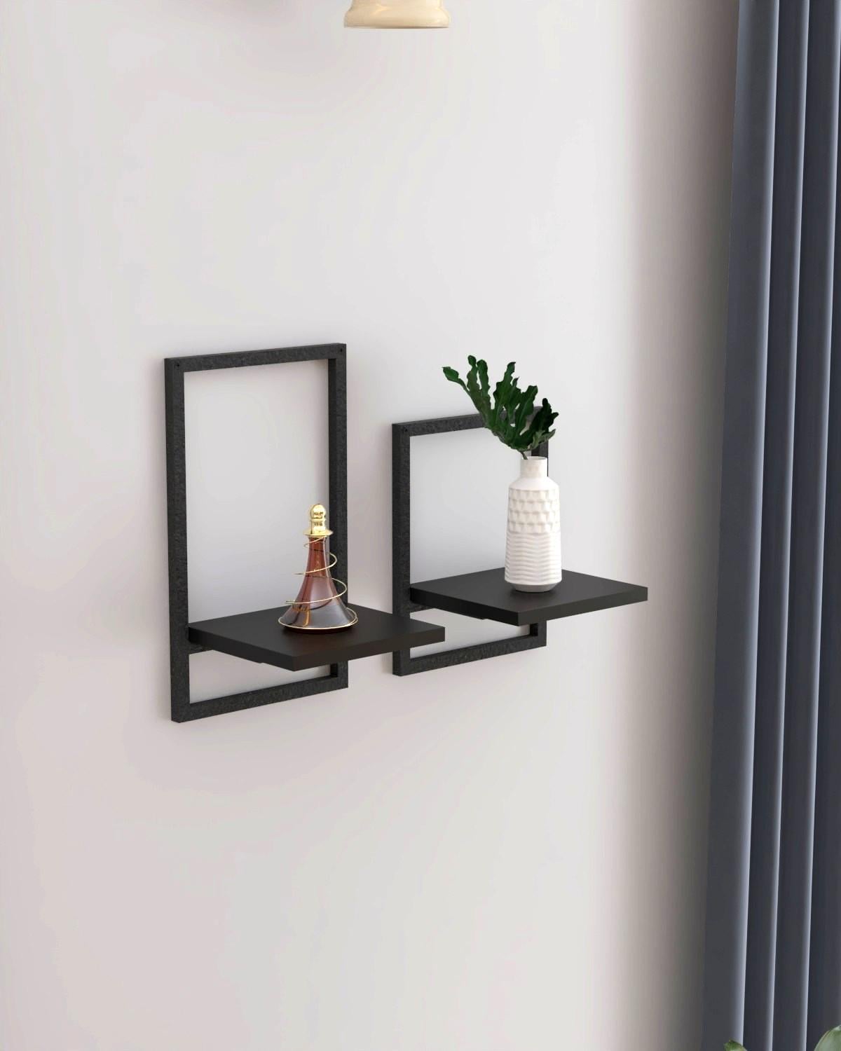 Комплект настенных полок EcoLoft Диптих DSP-1387-5 в стиле лофт Черный (32181974)