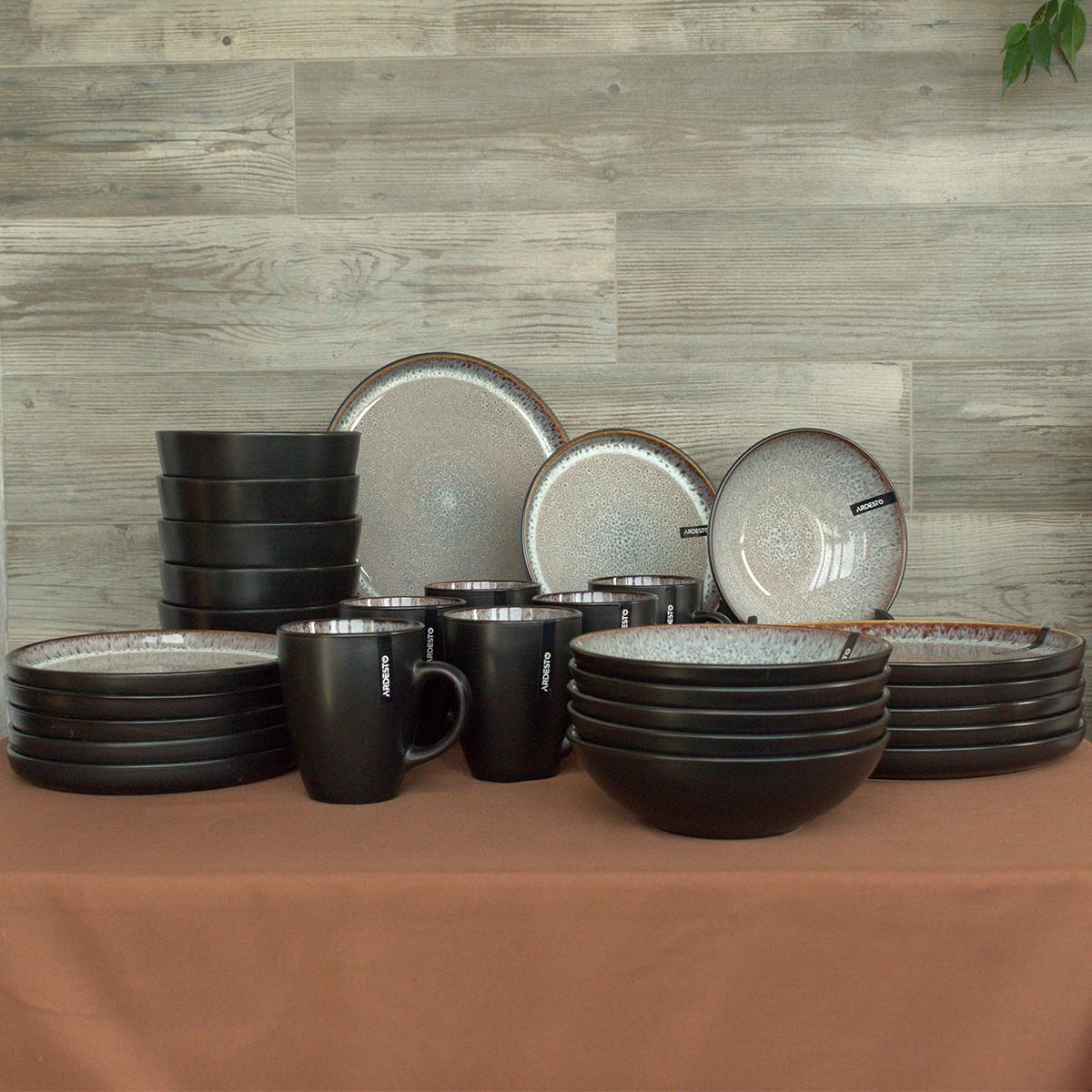 Набор тарелок Ardesto Bolzano 30 пр. Черно-коричневый