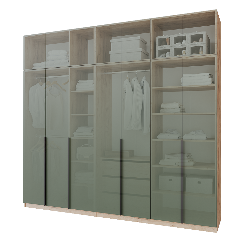 Шкаф распашной с тумбой и антресолью Меблітренд Чиназес Чита-2800.4 2800х500х2450 мм Дуб крафт золотой/Зеленый дымчатый (27552846) - фото 3 Шкаф распашной с тумбой и антресолью Меблітренд Чиназес Чита-2800.4 2800х500х2450 мм Дуб крафт золотой/Зеленый дымчатый (27552846) - фото 3