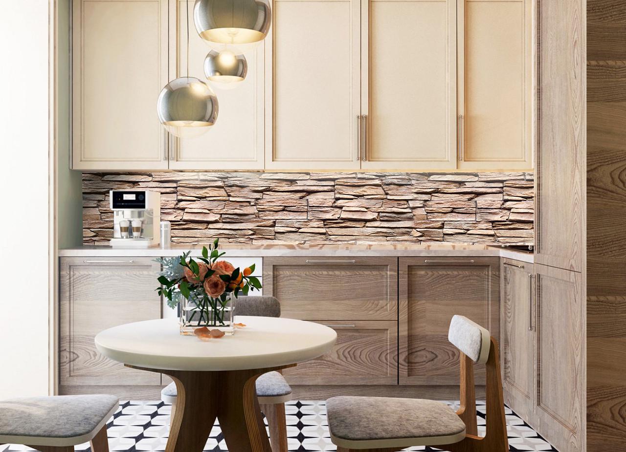 Кухонный фартук Камень из самоклеющейся виниловой пленки 60х250 см Коричневый