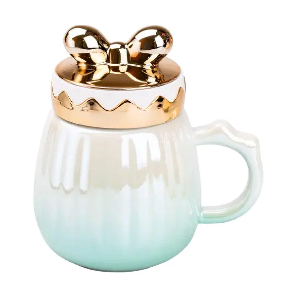 Чашка керамическая Light House с крышкой 500 мл Зеленый (LG-20151)