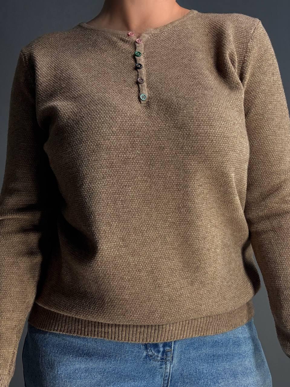 Свитер женский AN 02493 букле с пуговицами тонкий и теплый базовый One Size Коричневый - фото 3 Свитер женский AN 02493 букле с пуговицами тонкий и теплый базовый One Size Коричневый - фото 3