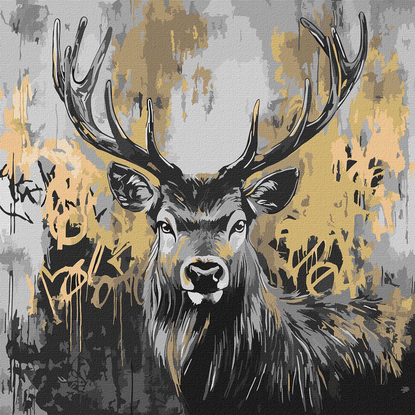 Набір для розпису по номерах Ideyka Золотий олень КНО6725 з фарбами металік 40x40 см (MTT-198649)