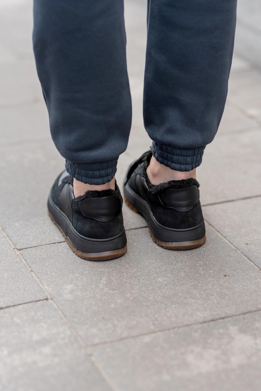 Кроссовки женские из кожи на меху р. 37 24 см Черный - фото 2