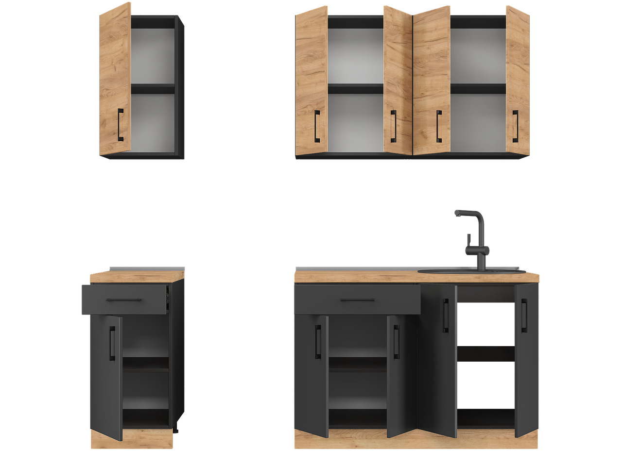 Мебель для кухни Эверест К-4 Оптима 2,1 м Крафт золотой/Антрацитовый (26017)