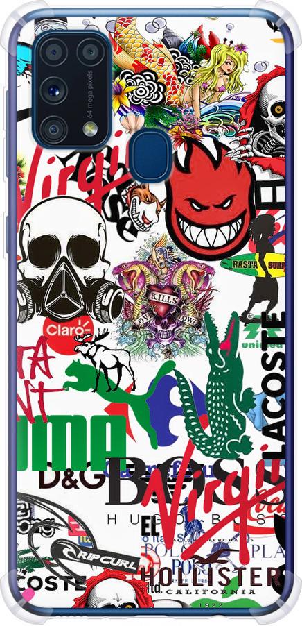 Чехол на Samsung Galaxy M31 M315F Many different logos (4022sp-1907-42517)