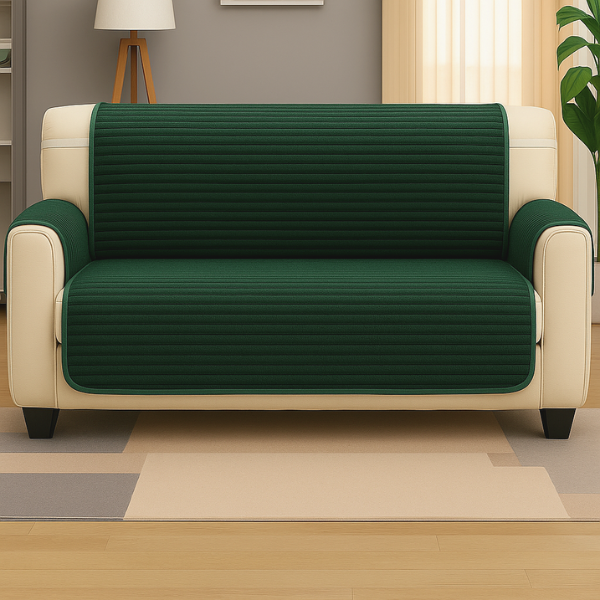 Чехол-накидка на спинку двуспального дивана из мебельного велюра 100x120 см Зеленый (27639217)