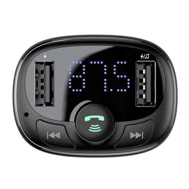 Модулятор FM автомобильный Baseus CCTM-01 T типичный Bluetooth MP3 charger с адаптером для зарядки 2xUSB/USB Black (CCTM-01) - фото 3