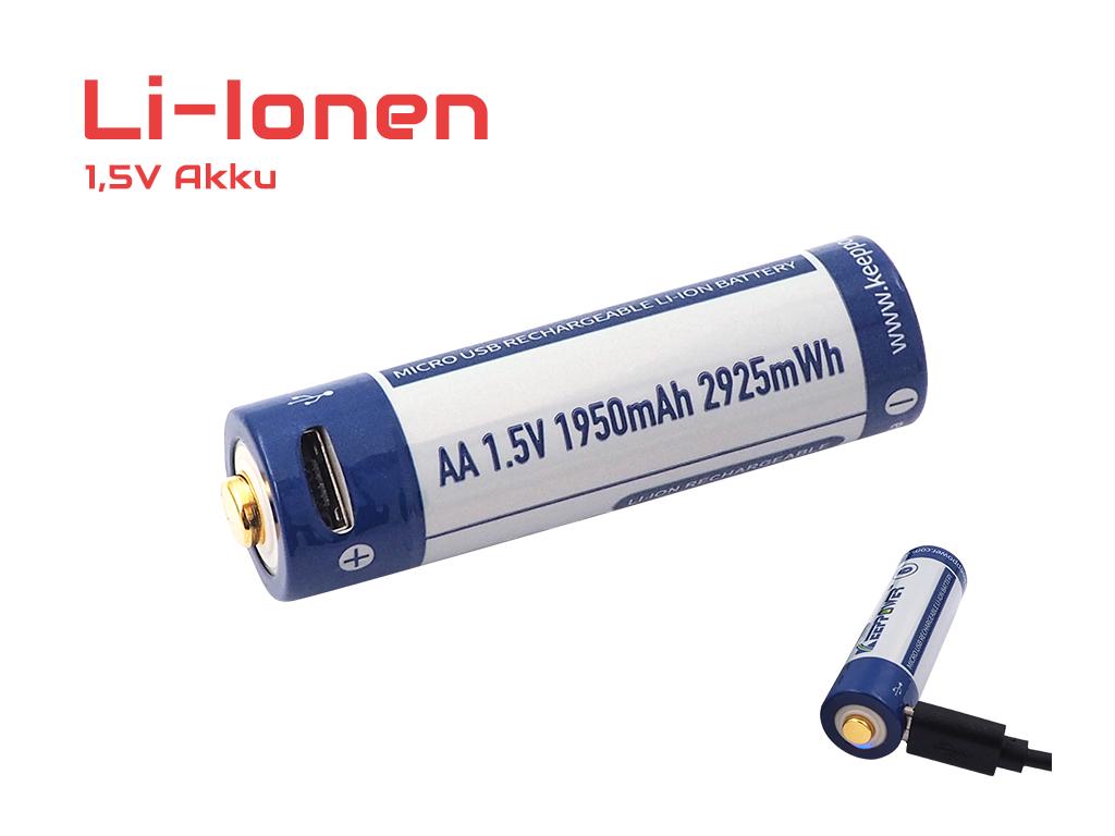 Акумулятор Keeppower із microUS 1950 mAh AA 14500 1,5В Синій з білим - фото 3